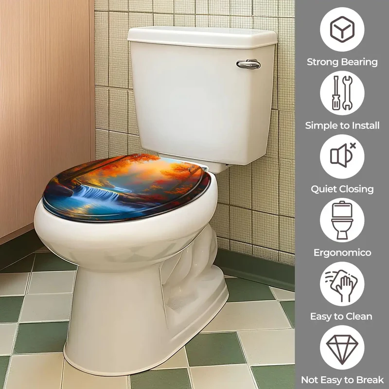 Round Resin Toilet Seat For Bathroom Built Rock Solid With Universal Adjustable Mounting Fittings Compatible With Four To Seven Inch Bolt Spreads And Complete Hardware For Zero Drama Setup