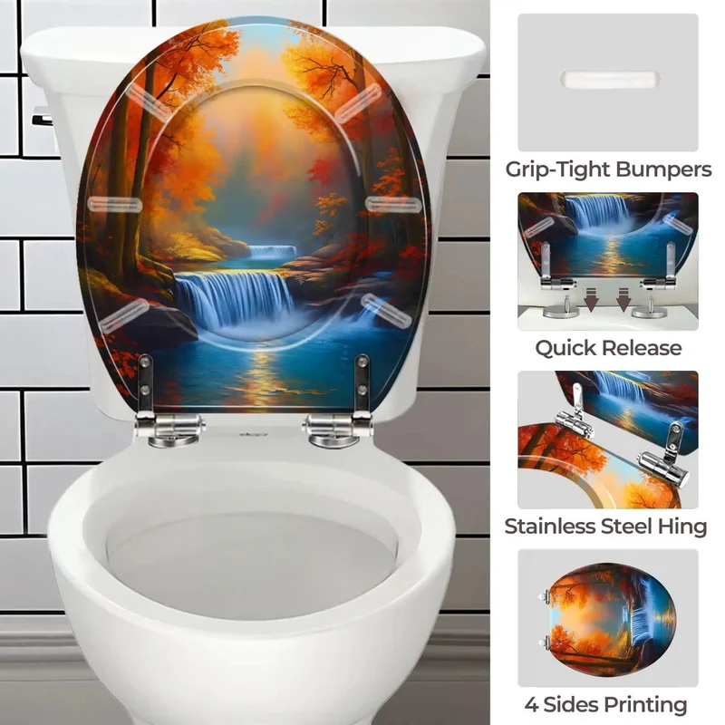 Round Resin Toilet Seat For Bathroom Built Rock Solid With Universal Adjustable Mounting Fittings Compatible With Four To Seven Inch Bolt Spreads And Complete Hardware For Zero Drama Setup