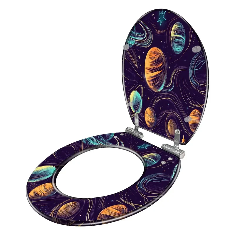 Universal Adjustable Toilet Seat With Decorative Cover For Bathroom Fits Standard And Elongated Models No Sweat Install Heavy Duty Solid Build Reliable Everyday Upgrade