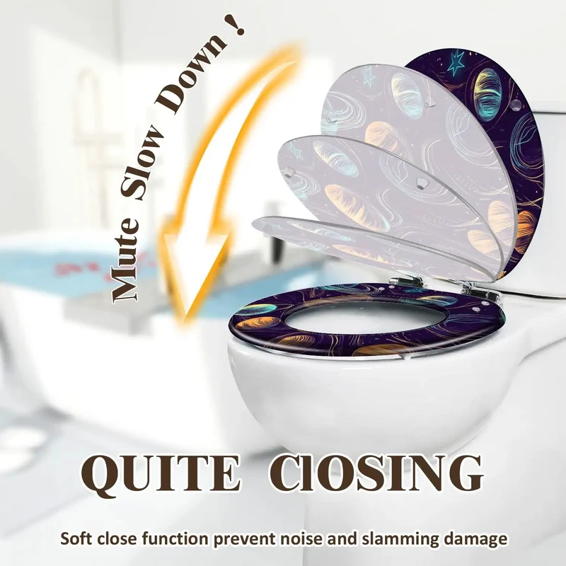 Universal Adjustable Toilet Seat With Decorative Cover For Bathroom Fits Standard And Elongated Models No Sweat Install Heavy Duty Solid Build Reliable Everyday Upgrade
