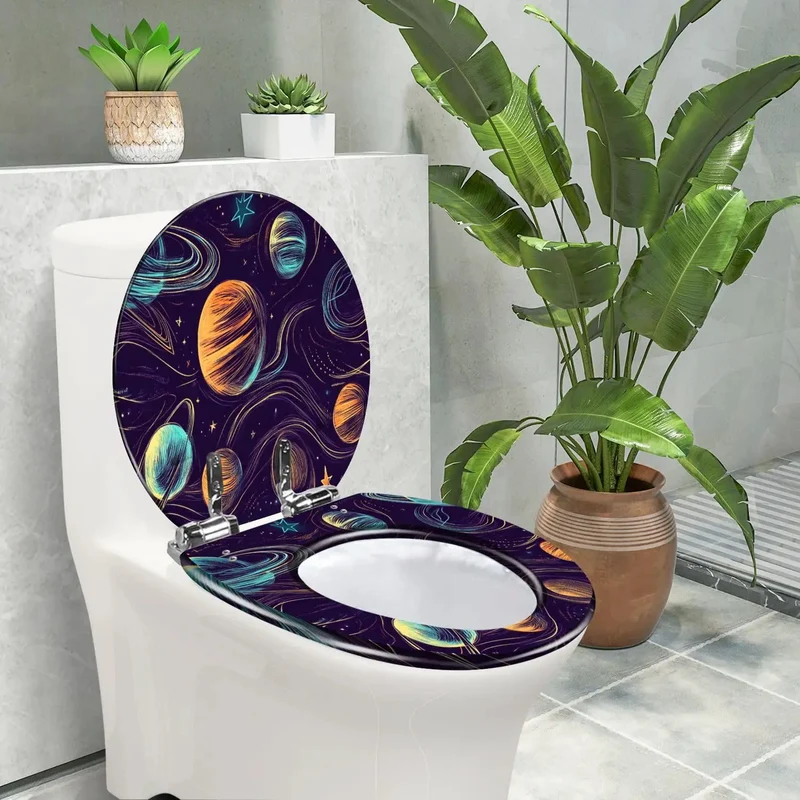 Universal Adjustable Toilet Seat With Decorative Cover For Bathroom Fits Standard And Elongated Models No Sweat Install Heavy Duty Solid Build Reliable Everyday Upgrade