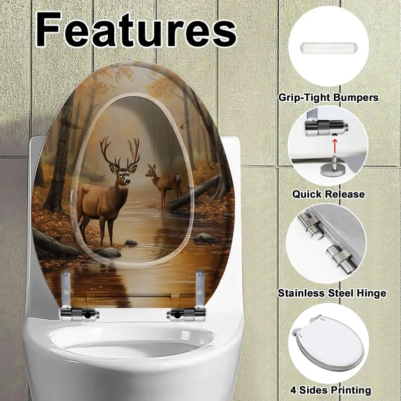 Soft Close Toilet Seat With Dope Themed Graphic Prints Solid Resin Build And Heavy Duty Silent Hinges Swift Bathroom Replacement To Give Your Daily Routine A Major Glow Up