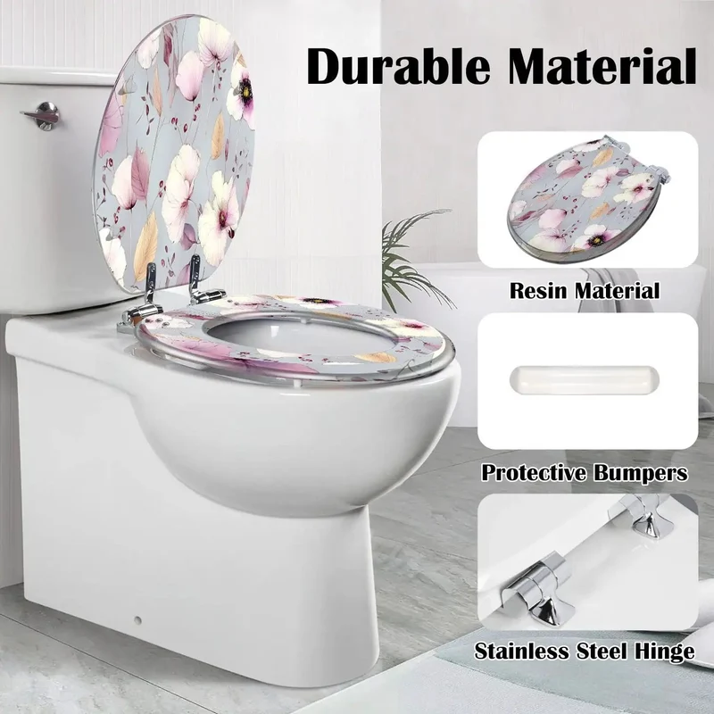 Premium Soft Close Elongated Toilet Seat For Modern Bathroom With Quick Release Hinges Heavy Duty Build Super Smooth Closing Action And Easy Top Mount Setup For Effortless Daily Use
