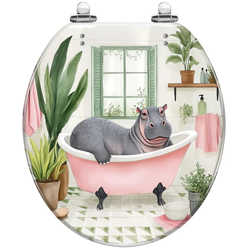 Decorative Round Toilet Seat For The Bathroom With Adjustable Universal Mounting Hardware Fits Standard Models Easy Bolt On Install And A Serious Upgrade Every Household Wants