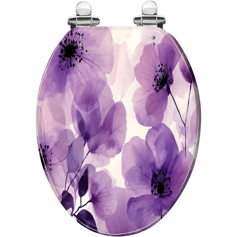 Hella Tough Elongated Toilet Seat Replacement Featuring Quick Swap Setup And Smooth Slow Close Hinges Plus Dazzling Themed Print Patterns For Cool Bathroom Vibes