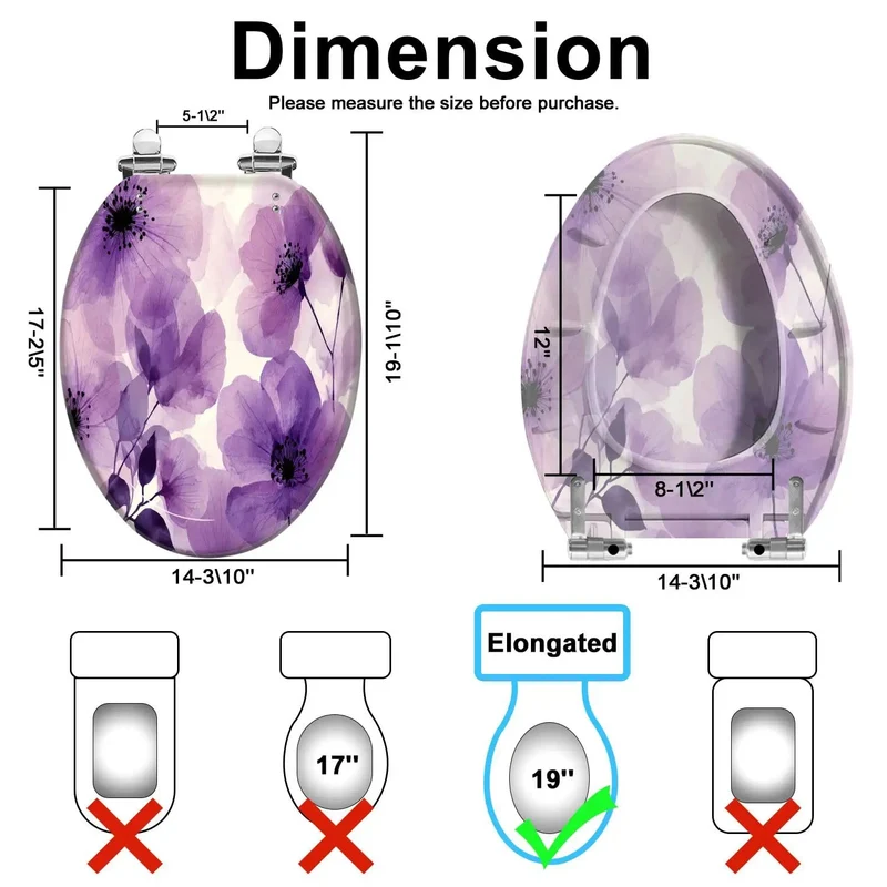 Hella Tough Elongated Toilet Seat Replacement Featuring Quick Swap Setup And Smooth Slow Close Hinges Plus Dazzling Themed Print Patterns For Cool Bathroom Vibes