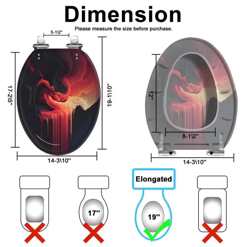 Heavy Duty Elongated Toilet Seat Replacement With Smooth Closing Hinges Featuring Bold Fade Resistant Prints Boosts Your Bathroom Vibes Rock Solid Resin Build For No Hassle Everyday Use