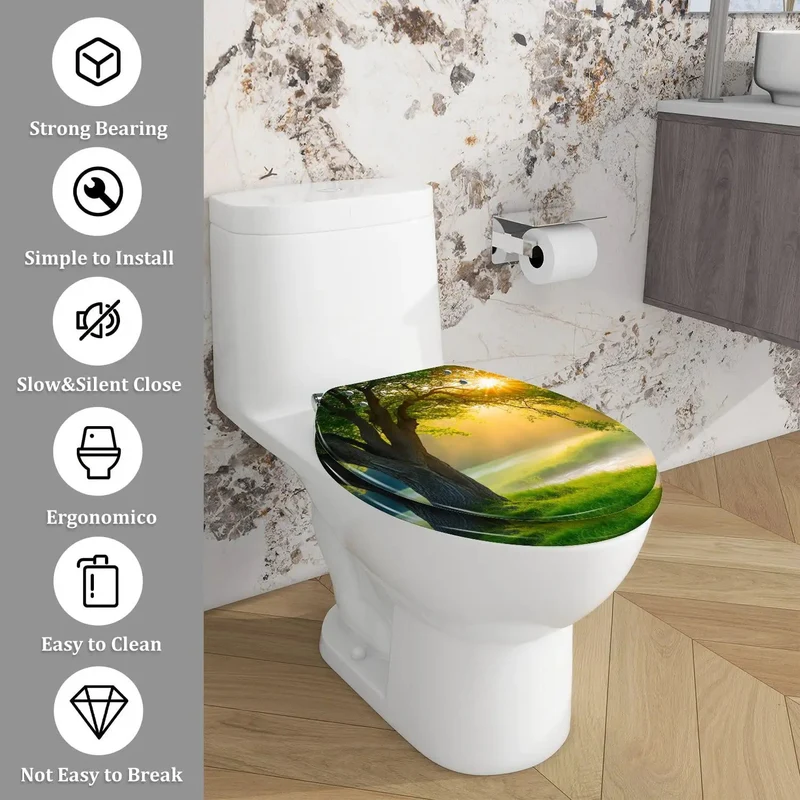 Universal Elongated Toilet Seat For Home Bathroom, Heavy Duty Resin Bowl Cover With Easy Install Hardware Set, Smooth Close Lid Fits Standard Long Models Like A Charm And Really Amps Up Your Restroom Setup