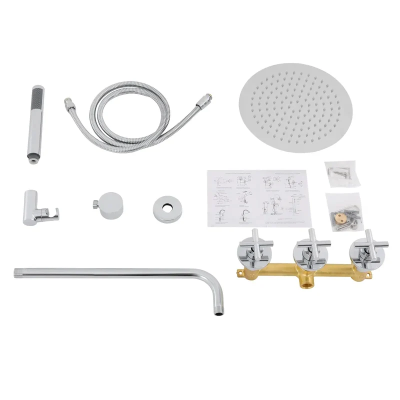 Commercial Grade Wall Mounted Shower System Featuring A Massive 10 Inch Rainfall Head And Sleek Handheld Spray Kit For A Badass Bathroom Upgrade And Daily Spa Feel