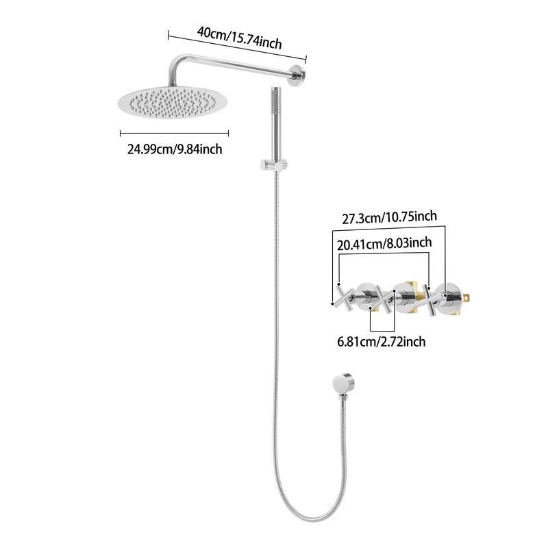 Built Tough 10 Inch Wall Mounted Rain Shower System With Handheld Spray Combo Featuring Grippy Silicone Nozzles And Premium Ceramic Valve Core For Smooth Zero Drip Flows