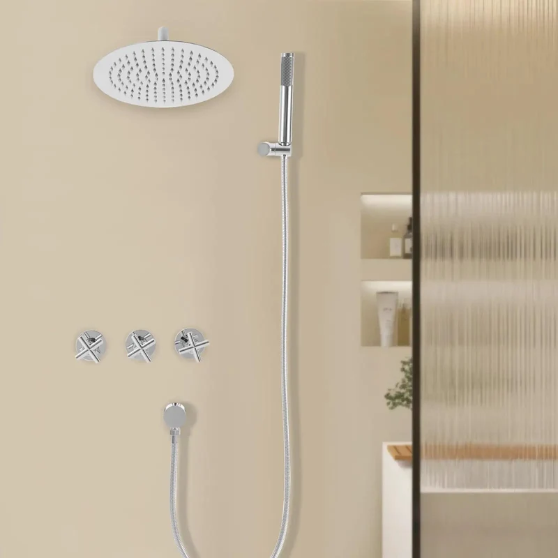 Built Tough 10 Inch Wall Mounted Rain Shower System With Handheld Spray Combo Featuring Grippy Silicone Nozzles And Premium Ceramic Valve Core For Smooth Zero Drip Flows