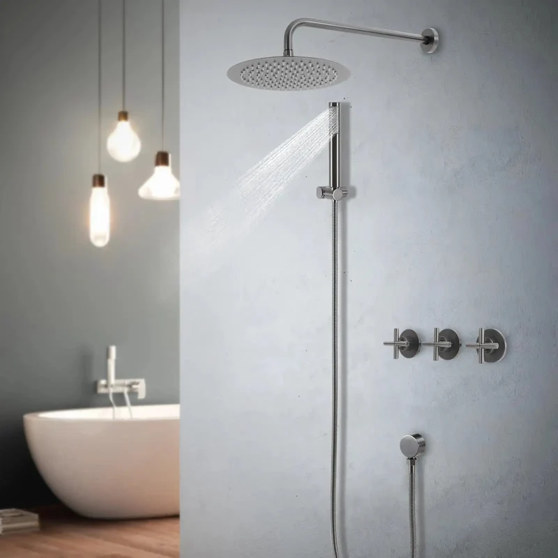 Upgraded Wall Mounted Shower System With 10 Inch Rain Shower Head And Heavy Gauge Stainless Steel Build To Kick Rust And Scuffs Right Off While Boasting A Sleek Factory Fresh Vibe For Your Bath