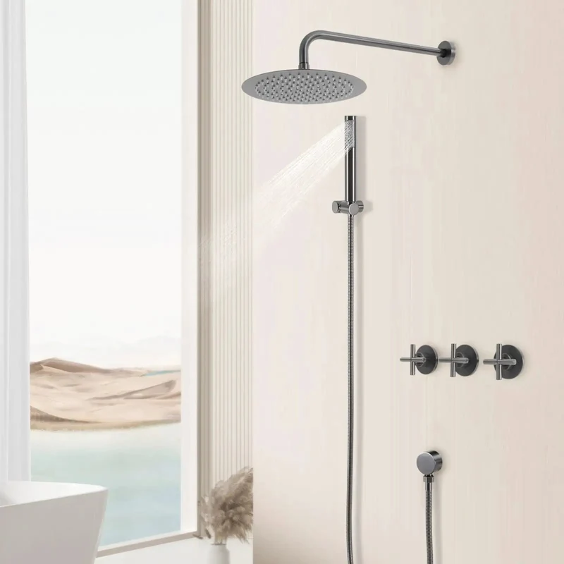 Upgraded Wall Mounted Shower System With 10 Inch Rain Shower Head And Heavy Gauge Stainless Steel Build To Kick Rust And Scuffs Right Off While Boasting A Sleek Factory Fresh Vibe For Your Bath
