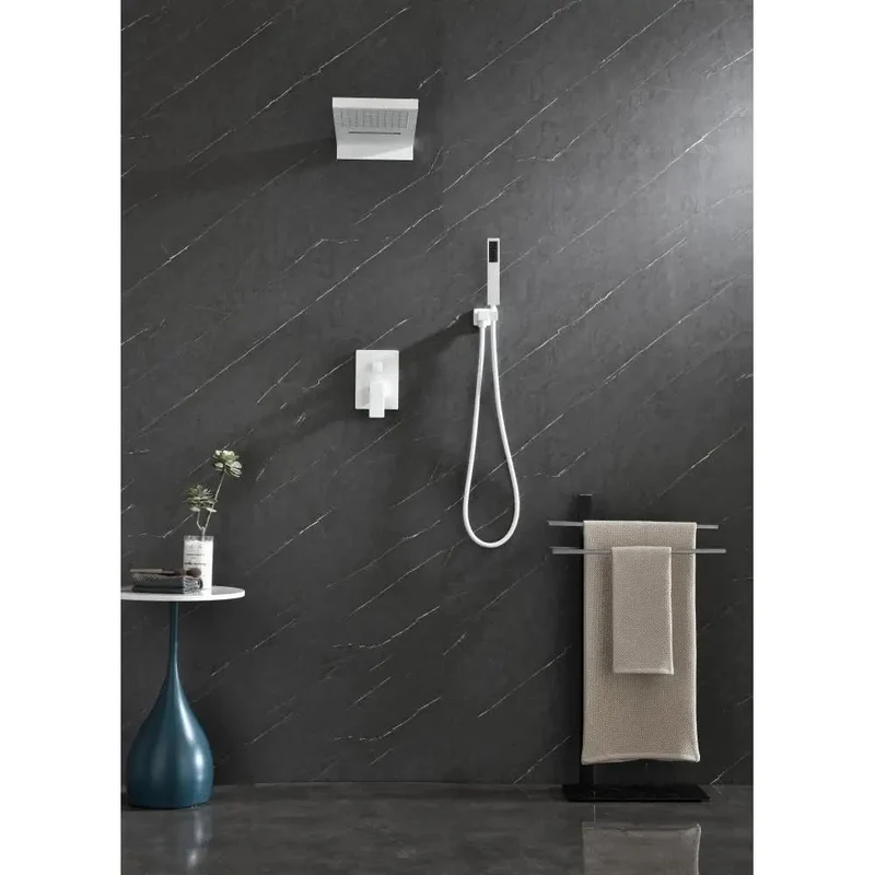 Wall Mounted Shower System with Waterfall Rainfall Shower Head and Handheld Sprayer Brings Top Shelf Spa Vibes for an Epic Bathroom Makeover Upgrade