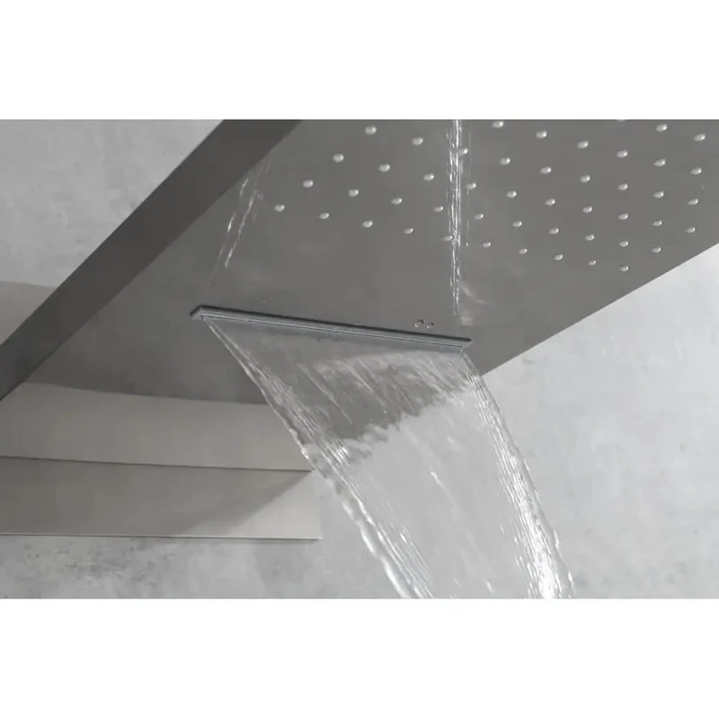 Premium Wall Mounted Shower System With Dual Rainfall Head And Easy Grip Handheld Sprayer In Real Slick Brushed Nickel Finish Built Tough From Corrosion Proof Solid Brass For A Zero Drama Bath Upgrade