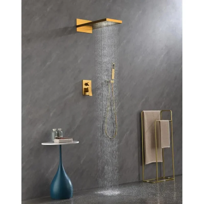 High Grade Stainless Steel Shower System Providing Heavy Duty Waterfall Rainfall Flow Paired With Ergonomic Handheld Sprayer For No Sweat Bathroom Refresh Makeover