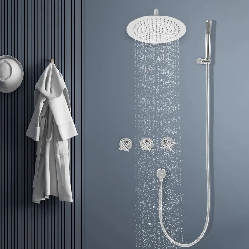 Rock Solid 10 Inch Rainfall Shower System Handheld Combo With Grippy Silicone Nozzles And Ceramic Valves For A Top Shelf Leak Free Setup That Handles The Daily Grind