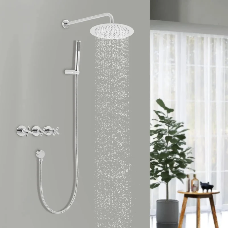Rock Solid 10 Inch Rainfall Shower System Handheld Combo With Grippy Silicone Nozzles And Ceramic Valves For A Top Shelf Leak Free Setup That Handles The Daily Grind