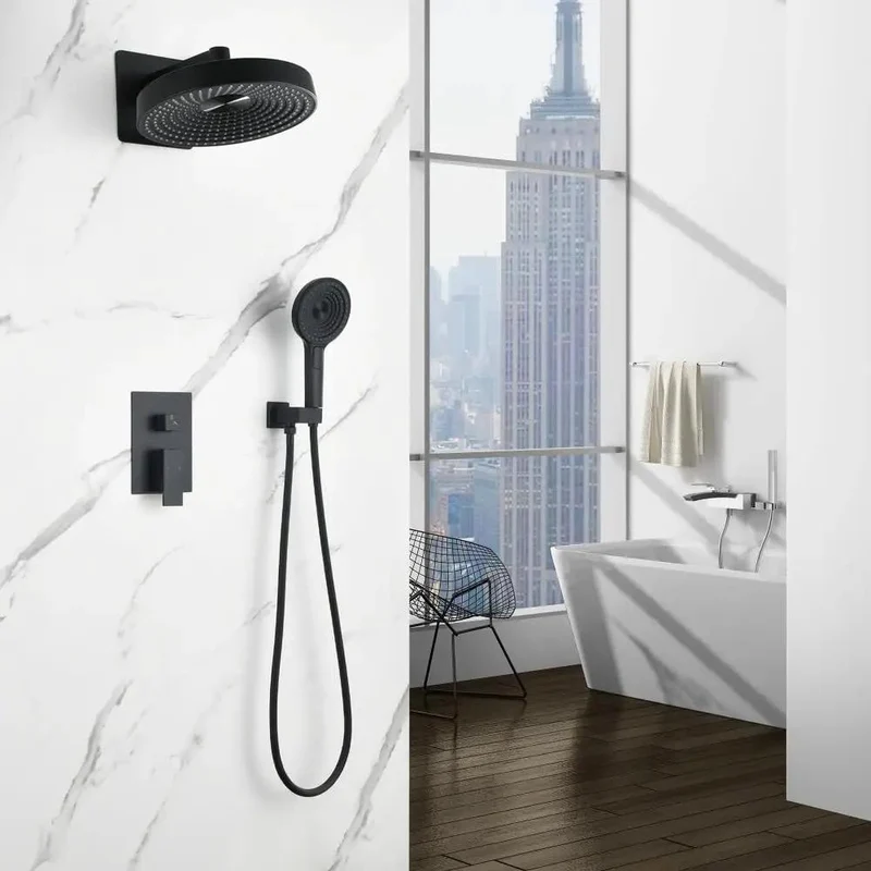 Straight Up Premium Concealed Shower System Featuring Solid Brass Control Valve And Dual Function Overhead Rain Handheld Shower Head For A Sleek Wall Mounted Bathroom Fixture That Brings Serious Comfort And Tight Modern Vibes To Your Daily Routine