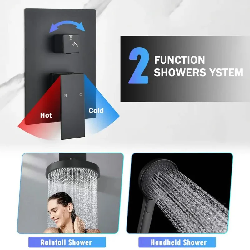 Straight Up Premium Concealed Shower System Featuring Solid Brass Control Valve And Dual Function Overhead Rain Handheld Shower Head For A Sleek Wall Mounted Bathroom Fixture That Brings Serious Comfort And Tight Modern Vibes To Your Daily Routine
