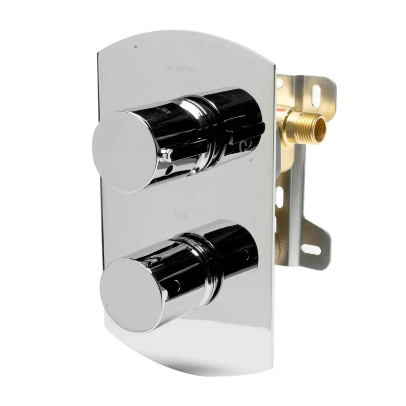 Slick Modern Single Panel Shower System With Separate Hot And Cold Manual Handles Heavy Gauged Polished Chrome Bathroom Fixture No Mess Wall Install Reliable Water Pressure