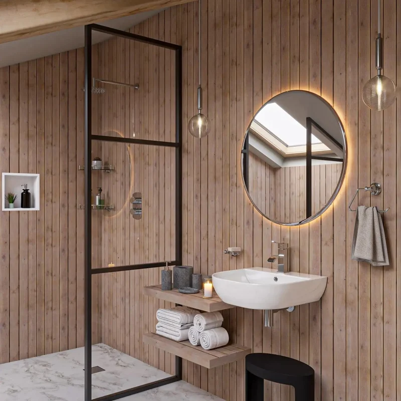 Slick Modern Single Panel Shower System With Separate Hot And Cold Manual Handles Heavy Gauged Polished Chrome Bathroom Fixture No Mess Wall Install Reliable Water Pressure