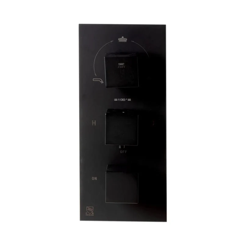Top Shelf Slick Matte Black Thermostatic Shower System Trim Kit With Pressure Balance Valve And Modern Rectangle Wall Setup For Big Time Bathroom Refreshes