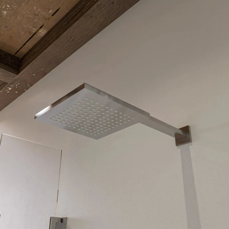 Rock Solid Premium Modern Square Solid Brass Shower System With Easy Wall Mount Setup And Smooth Brushed Nickel Finish Perfect For A Slick Bathroom Overhaul Today
