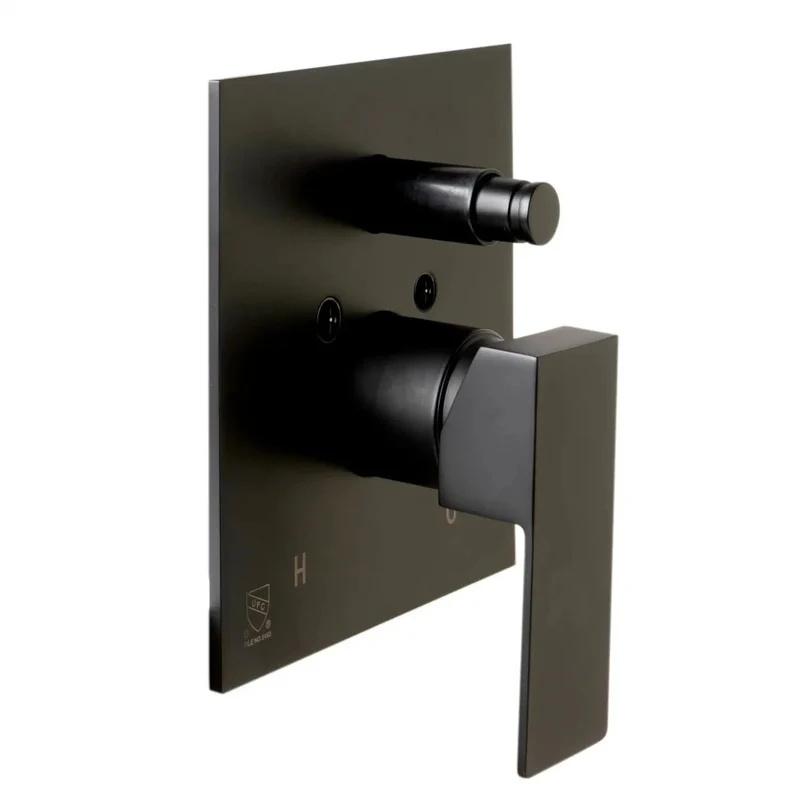 Heavy Duty Slick Black Matte Shower Faucet System With Straight Up Pressure Balance Valve And No Hassle Single Lever Handle For Your Next Bathroom Remodel Project Done Right