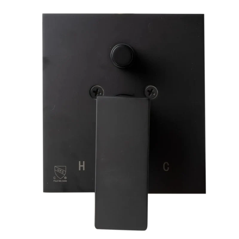 Heavy Duty Slick Black Matte Shower Faucet System With Straight Up Pressure Balance Valve And No Hassle Single Lever Handle For Your Next Bathroom Remodel Project Done Right