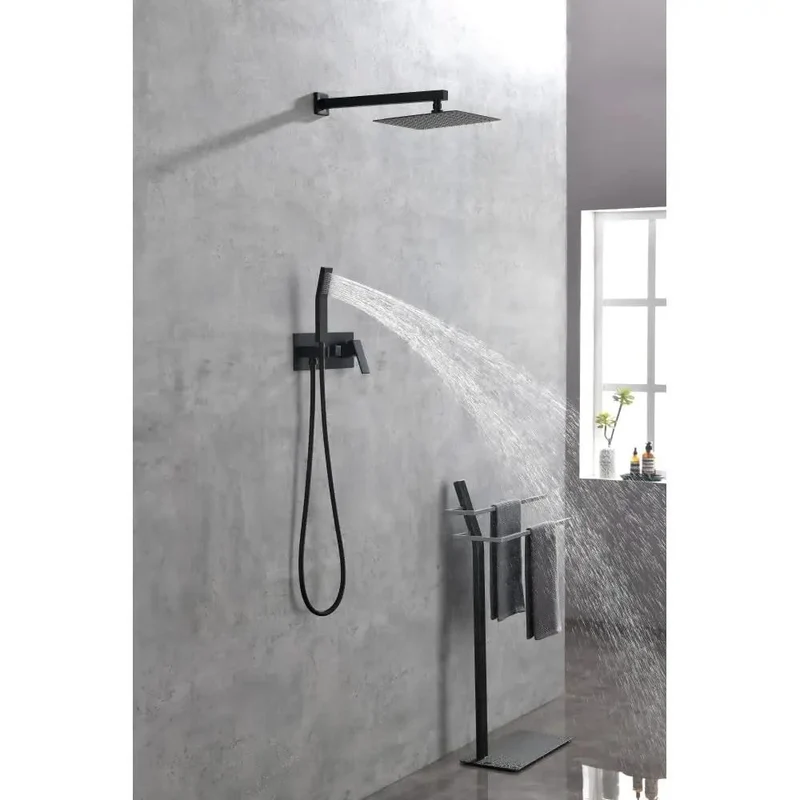 Top Shelf 10 Inch Wide Pro Grade Rainfall Shower Head System With Quick Swivel Handheld Sprayer And Heavy Duty Diverter Valve Assembly For A Slick Bathroom Glow Up Project