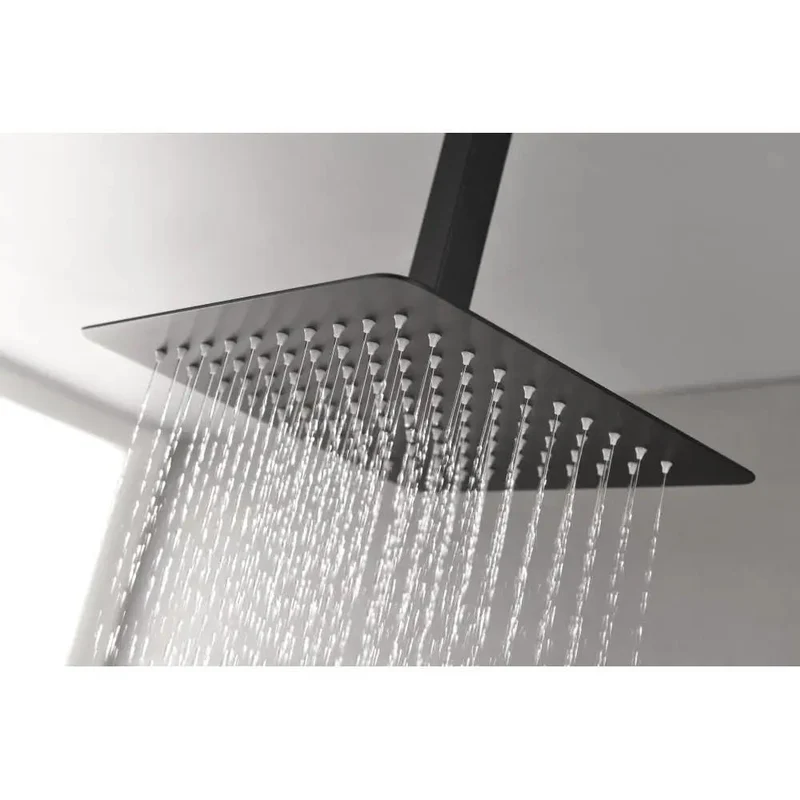 Slick 10 Inch Ceiling Rain Shower System With Matching Handheld Spray In Premium Matte Black Finish For Top Shelf Bathroom Upgrades And Heavy Duty Cascading Water Flow