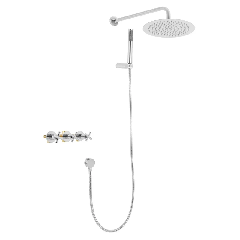 Real Deal Heavy Duty Wall Mount Rainfall Shower System With 10 Inch Dual Spray Head Stainless Steel Hose Slick Chrome Finish For A Top Tier Bathroom Upgrade