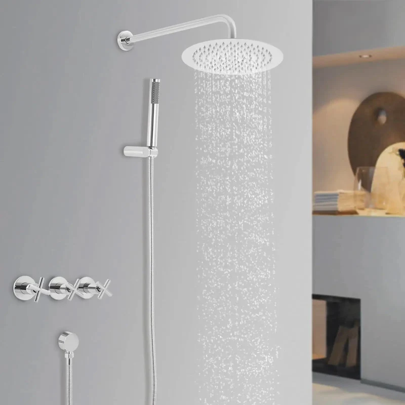 Real Deal Heavy Duty Wall Mount Rainfall Shower System With 10 Inch Dual Spray Head Stainless Steel Hose Slick Chrome Finish For A Top Tier Bathroom Upgrade