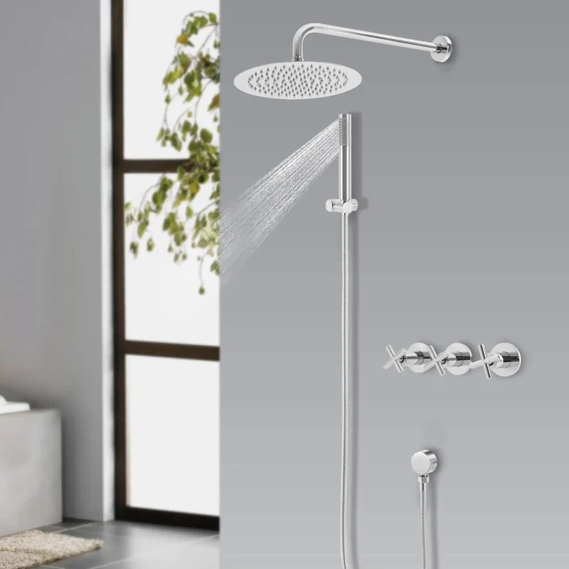 Real Deal Heavy Duty Wall Mount Rainfall Shower System With 10 Inch Dual Spray Head Stainless Steel Hose Slick Chrome Finish For A Top Tier Bathroom Upgrade