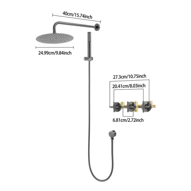 Premium Wall Mounted Rainfall Shower System With Handheld Spray Combo Built Different Using Heavy Duty Stainless Steel For Smooth Daily Showers That Hit The Spot Every Time