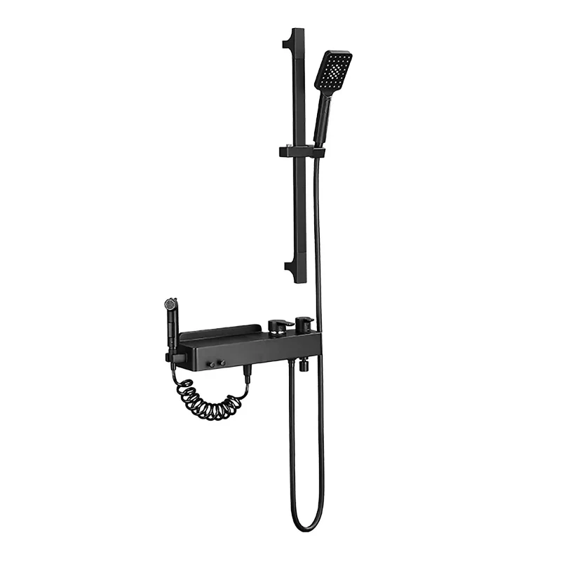 Top Shelf Black Rain Shower System Fits Your Bathroom Layout Solid Brass Body Built To Handle High Pressure Wall Mounted Combo With Tub Spout 3 Mode Handheld Wand 2 Mode Bidet Sprayer And Smooth Lifting Rod Pro Quality All The Way