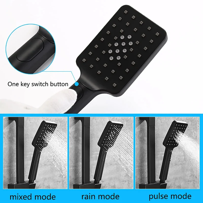 Top Shelf Black Rain Shower System Fits Your Bathroom Layout Solid Brass Body Built To Handle High Pressure Wall Mounted Combo With Tub Spout 3 Mode Handheld Wand 2 Mode Bidet Sprayer And Smooth Lifting Rod Pro Quality All The Way