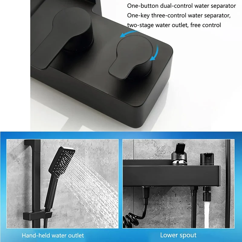 Top Shelf Black Rain Shower System Fits Your Bathroom Layout Solid Brass Body Built To Handle High Pressure Wall Mounted Combo With Tub Spout 3 Mode Handheld Wand 2 Mode Bidet Sprayer And Smooth Lifting Rod Pro Quality All The Way