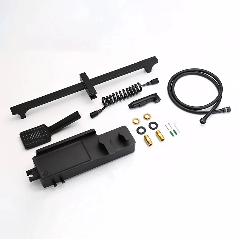 Top Shelf Black Rain Shower System Fits Your Bathroom Layout Solid Brass Body Built To Handle High Pressure Wall Mounted Combo With Tub Spout 3 Mode Handheld Wand 2 Mode Bidet Sprayer And Smooth Lifting Rod Pro Quality All The Way