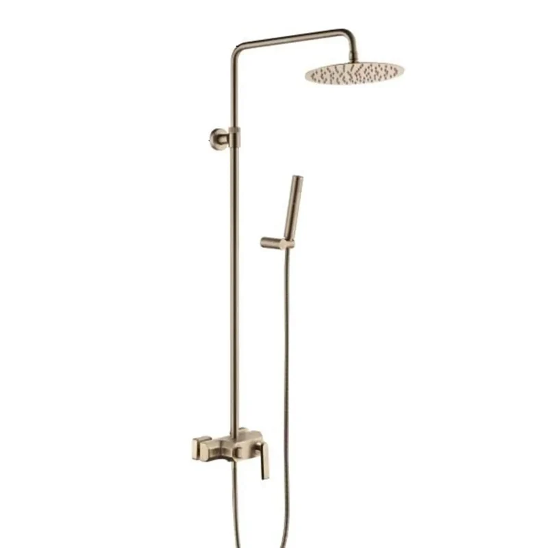 Shower Goals Wall Mounted Rainfall Shower System With Hand Sprayer And Tub Spout Brushed Gold Brass Faucet Triple Function Mixer Tap Rust Proof Heavy Duty Metal Flex Bath Upgrade