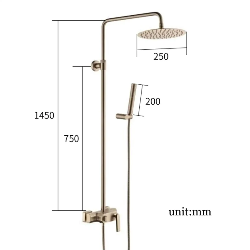 Shower Goals Wall Mounted Rainfall Shower System With Hand Sprayer And Tub Spout Brushed Gold Brass Faucet Triple Function Mixer Tap Rust Proof Heavy Duty Metal Flex Bath Upgrade