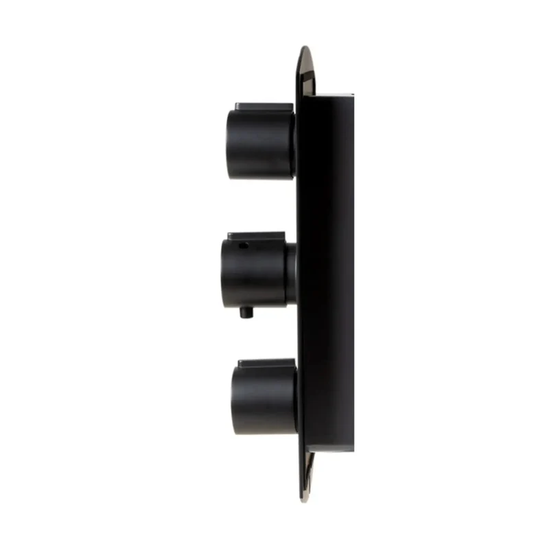 Slick Modern Thermostatic Shower System With Independent Temperature And Pressure Knobs Dual Outlet Diverter For Simultaneous Showering Matte Black Bathroom Setup That Slays And Runs Hella Smooth