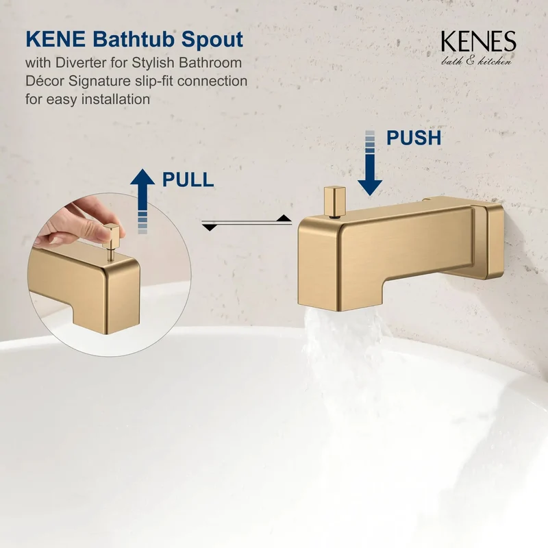 Swanky Champagne Bronze Square Shower Set With Tub Faucet And Badass High Pressure Rain Shower Head For Wall Mount Bathroom California Certified No Drip Finish