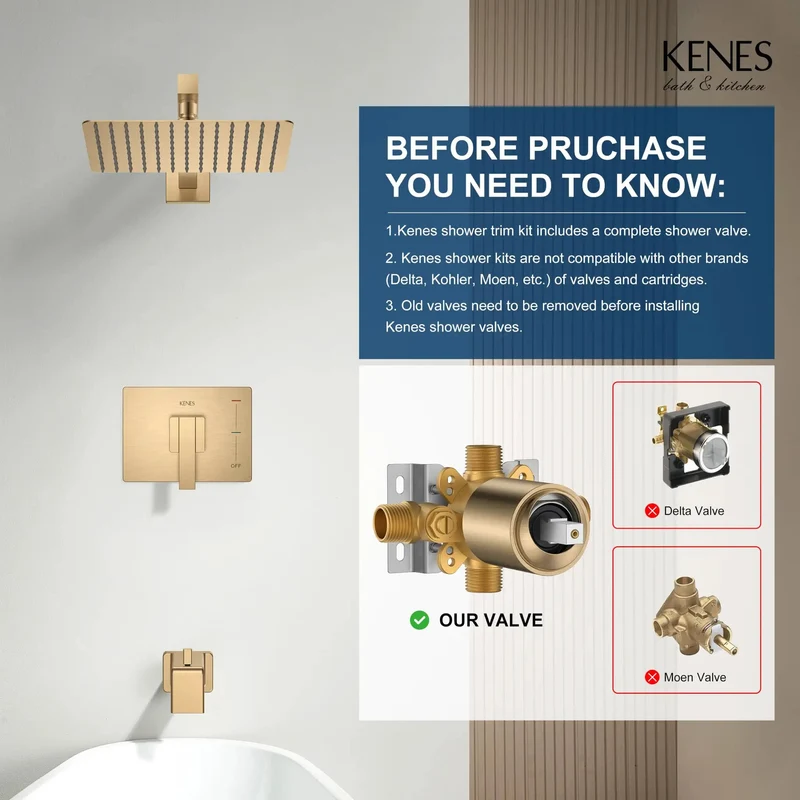 Swanky Champagne Bronze Square Shower Set With Tub Faucet And Badass High Pressure Rain Shower Head For Wall Mount Bathroom California Certified No Drip Finish