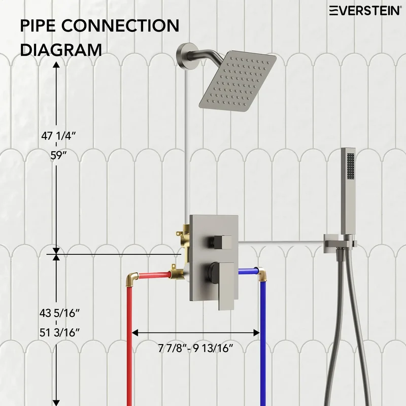 Six Inch Wall Mount Shower System With Rainfall Head And Flexible Handheld Sprayer In Smooth Brushed Nickel For A Level Up Bathroom Upgrade And Zero Fuss Daily Showers