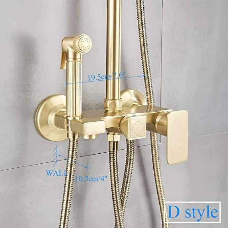 Slick Brushed Gold Shower System With Rainfall Head And Hand Shower Tub Faucet Set Boasting Air Injection Flow And Zero Grime Nozzles For An Instant Luxury Bathroom Glow Up Heavy Duty Build For Everyday Chill