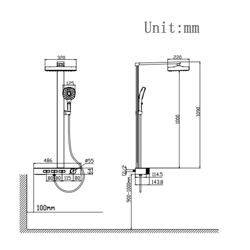 Top Shelf Exposed Wall Mount Shower Faucet System In Bright Chrome With Nifty Piano Key Diverter Switches Featuring Knockout Rain Spray Adjustable Handheld And Smooth Waterfall For Your Master Bath Refresh