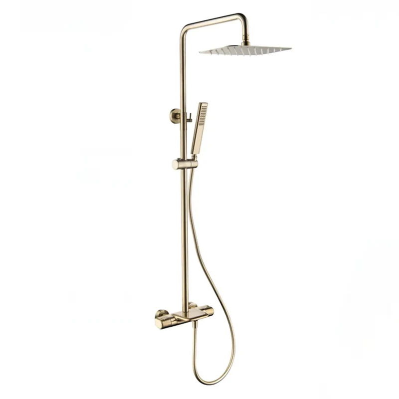 Slick 10 Inch Rain Shower System With Thermostatic Mixing Valve And Wall Mounted Solid Brass Bath Fixture Featuring Handheld Sprayer Air Injected High Pressure Head For Chill Spa Vibes