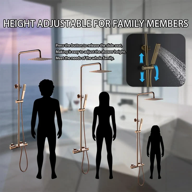 Slick 10 Inch Rain Shower System With Thermostatic Mixing Valve And Wall Mounted Solid Brass Bath Fixture Featuring Handheld Sprayer Air Injected High Pressure Head For Chill Spa Vibes